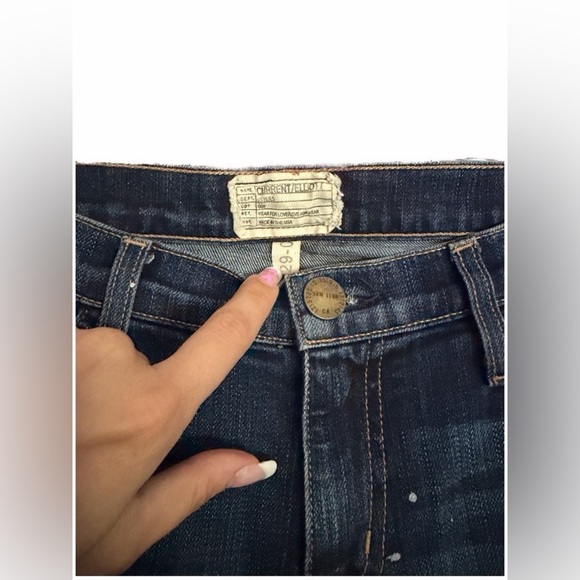 Current/Elliott Dark Blue Distressed Straight Leg Jeans - Picture 4 of 4